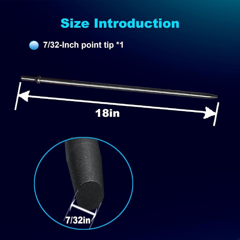 Phyxlyn Pneumatic Round Taper Punch Chisel 7/32" x 18" Point Tip, 0.401 Inch Shank Air Tool Suitable for Air Hammer, Cr-Mo Alloy Steel - Image 3